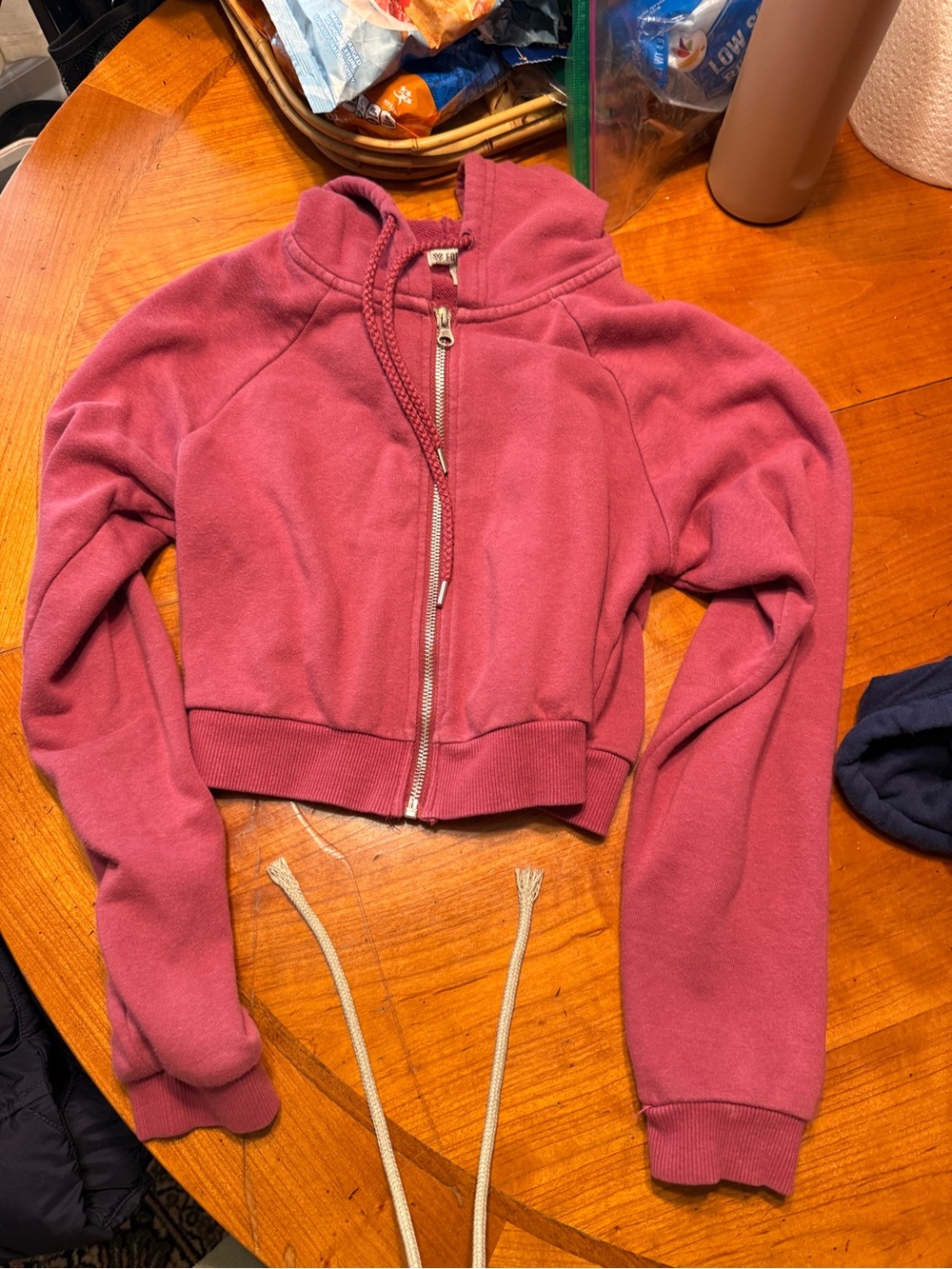 Forever 21 Mauve Zip-Up Cropped Hoodie